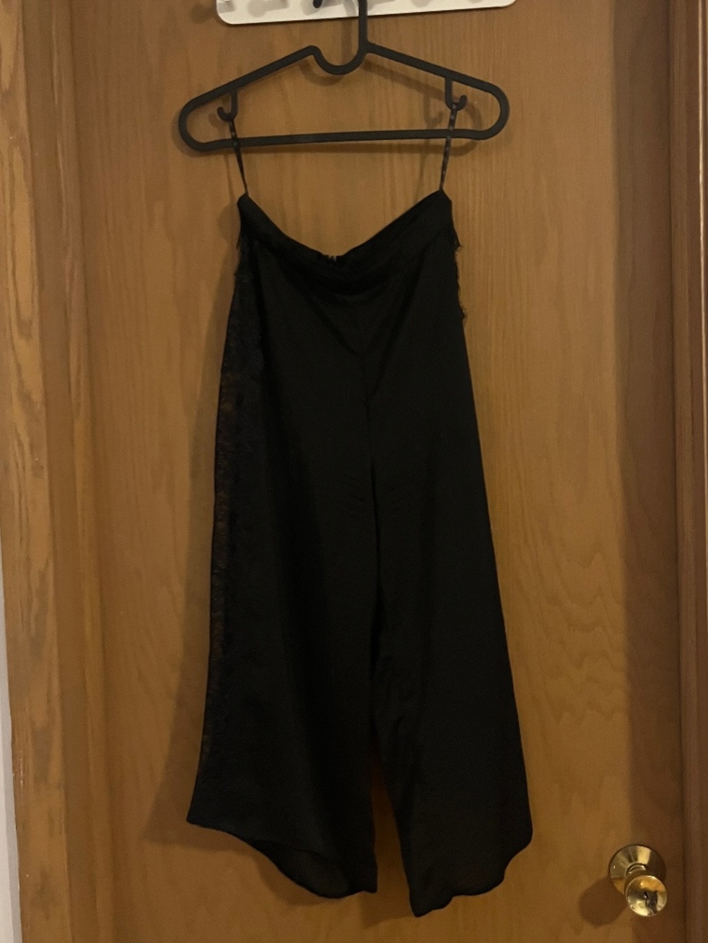 Satin Lingerie Capris with Lace Siding